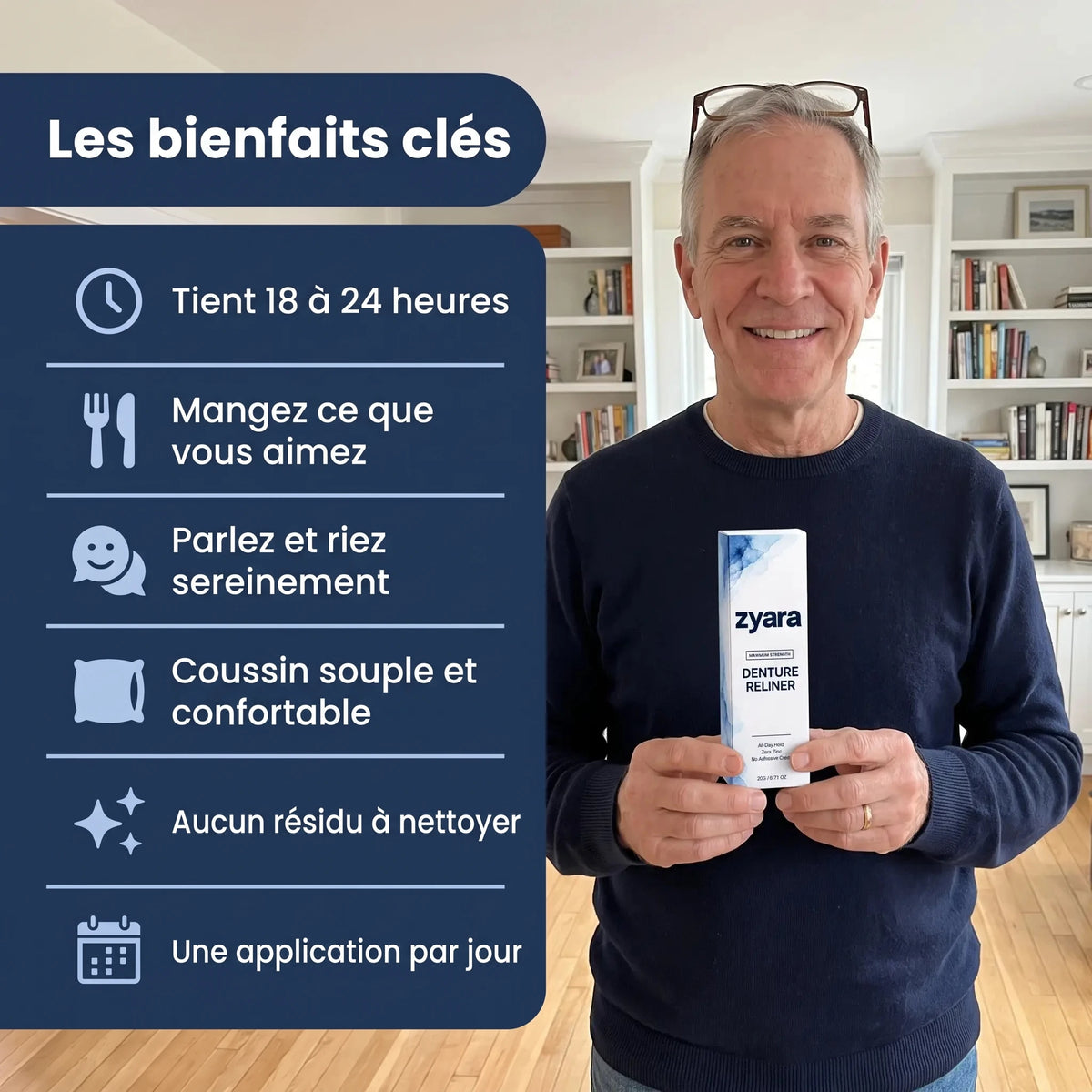 Zyara™ | Fini le dentier qui glisse — Tenue sûre toute la journée