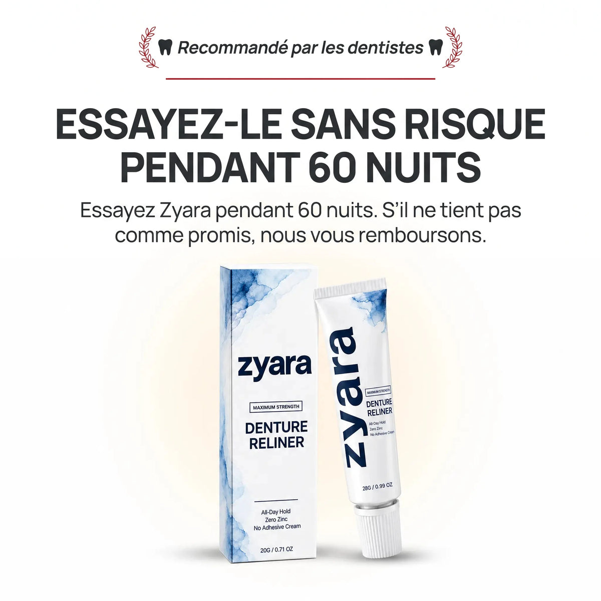 Zyara™ | Fini le dentier qui glisse — Tenue sûre toute la journée